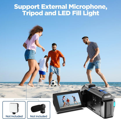 Videocamera Camcorder – 4K Videocamera – Vlogging Camera – YouTube Camera – Webcam Video Camera – 16x Digitale Zoom – 3 Inch 270° Draaibaar Touchscreen