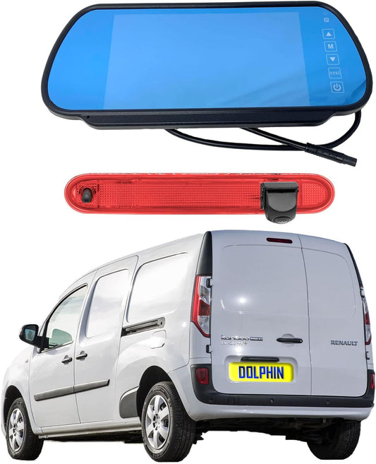 Dolphin Automotive Remlicht achteruitrijcamera voor Renault Kangoo 2007-2021 (camera met 7 inch spiegelmonitor)