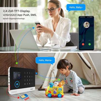 PGST Draadloos huisalarm, wifi, 17 stuks, GSM, 4G, beveiligingssysteem, inbreker, 120 dB, kits voor thuis, compatibel met Alexa, Google Assistant (PG103-4G)