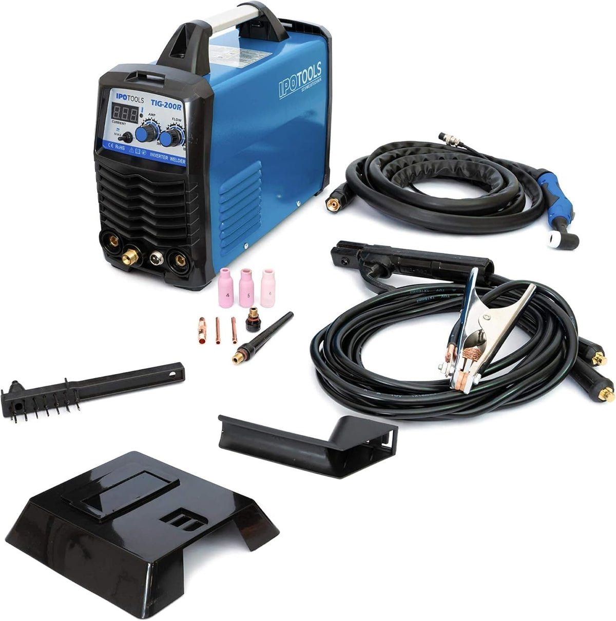 IPOTOOLS TIG-200R WIG lasapparaat DC - TIG WIG lasapparaat, 200 ampère, volledig digitaal inverter, lasapparaat met digitaal lcd-display, HF-ontsteking, MMA E-hand, IGBT, 7 jaar garantie