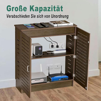 WiFi-router Opbergbox, WiFi-router Opbergkast met Verstelbare Planken, Geschikt Voor Kantoor- en Thuisgebruik (Walnoot, 70 x 50 x 25 cm)