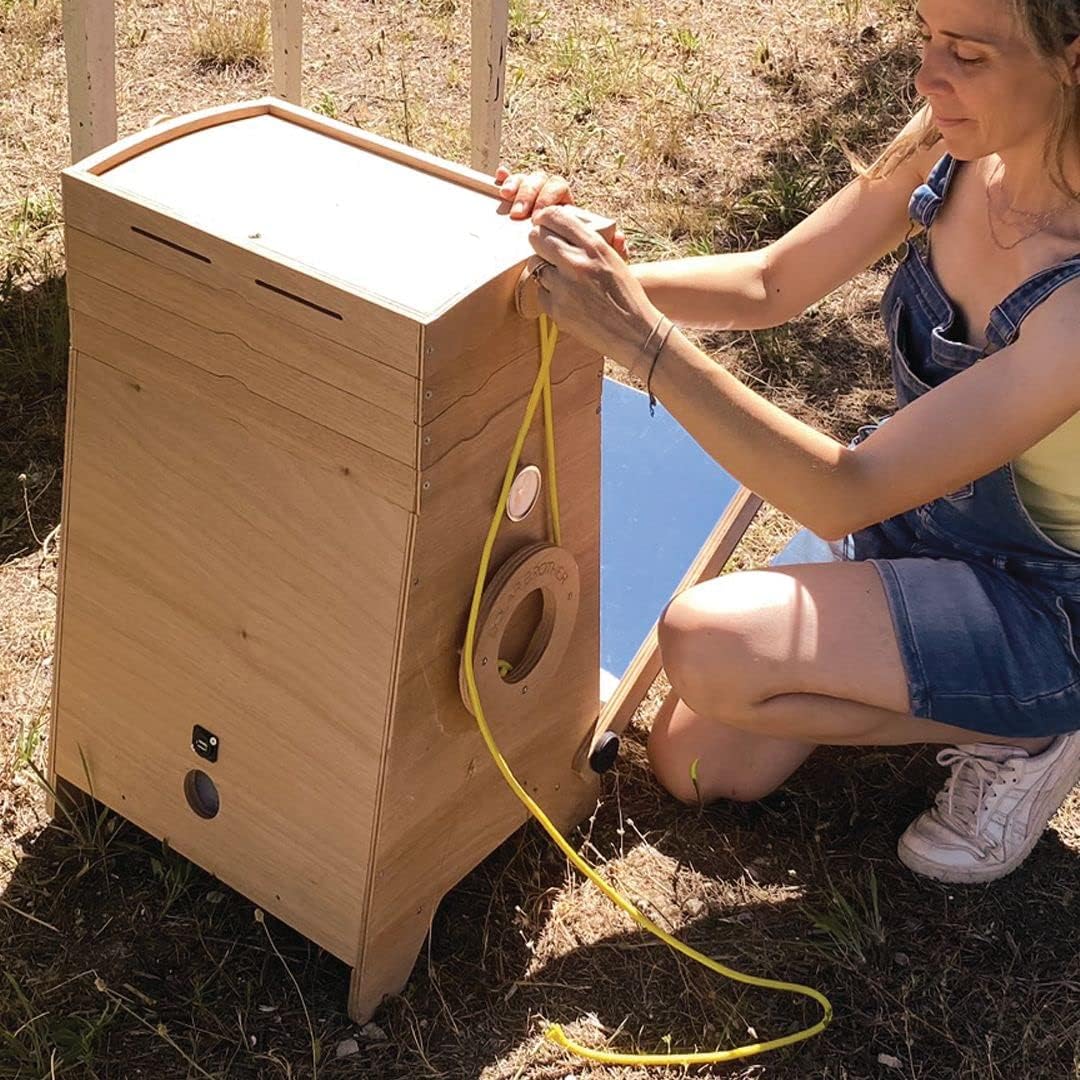 OMY Droger op zonne-energie, 200 W, 3 dienbladen van roestvrij staal, droogapparaat voor fruit, groenten en gedroogde planten, thermometer, ventilator, zonnepaneel