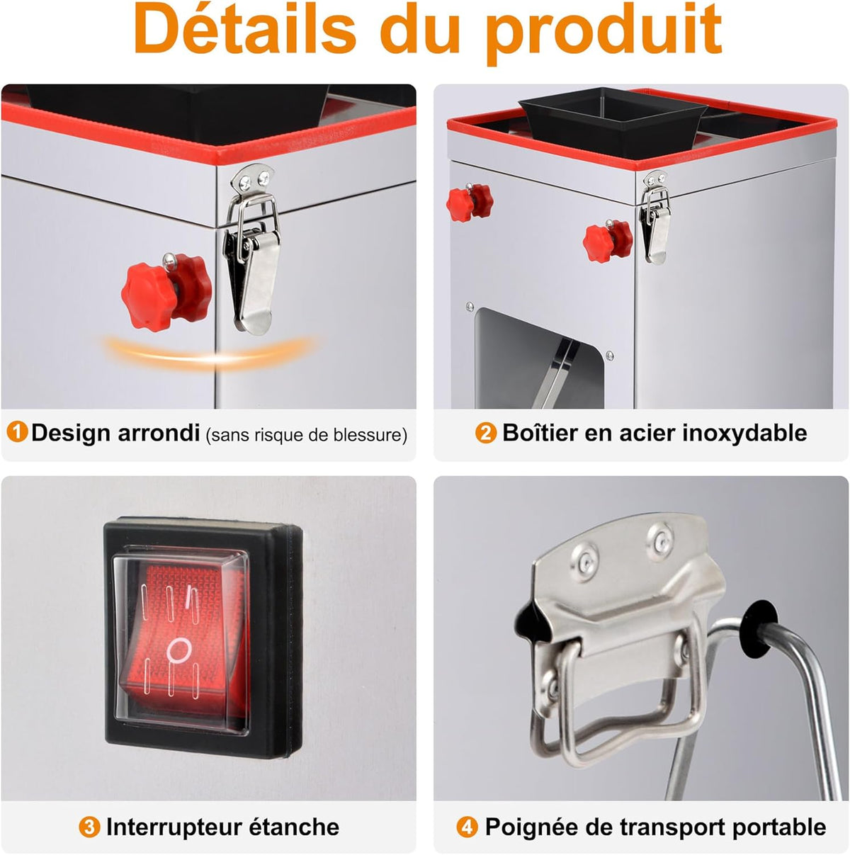 Goldtouch Roestvrij stalen vleessnijmachine, 850 W, 220 V, 150 kg/u, 3-in-1 allessnijder, schijven, strepen, haksnijden, voor vlees, vis en groenten, voor huishouden, restaurant, supermarkt