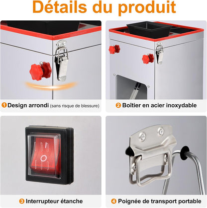 Goldtouch Roestvrij stalen vleessnijmachine, 850 W, 220 V, 150 kg/u, 3-in-1 allessnijder, schijven, strepen, haksnijden, voor vlees, vis en groenten, voor huishouden, restaurant, supermarkt