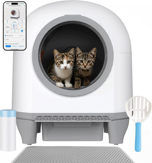 Zelfreinigend Kattentoilet – Automatische Kattenbak – Slimme Kattenbak – Kattentoilet Met App – Grote Kattentoilet Wit – 90L Ruimte – 9 Veiligheidssensoren