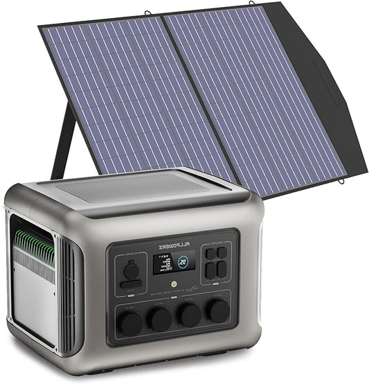 ALLPOWERS R2500 Solar Generator 2016Wh with 100W Solar Panel, 4 x 2500 W AC Outputs (4000 W Peak), Portable Power Station with Solar Panel for Power Outage, Camping, Motorhome, Caravan and Emergencies - QUORE