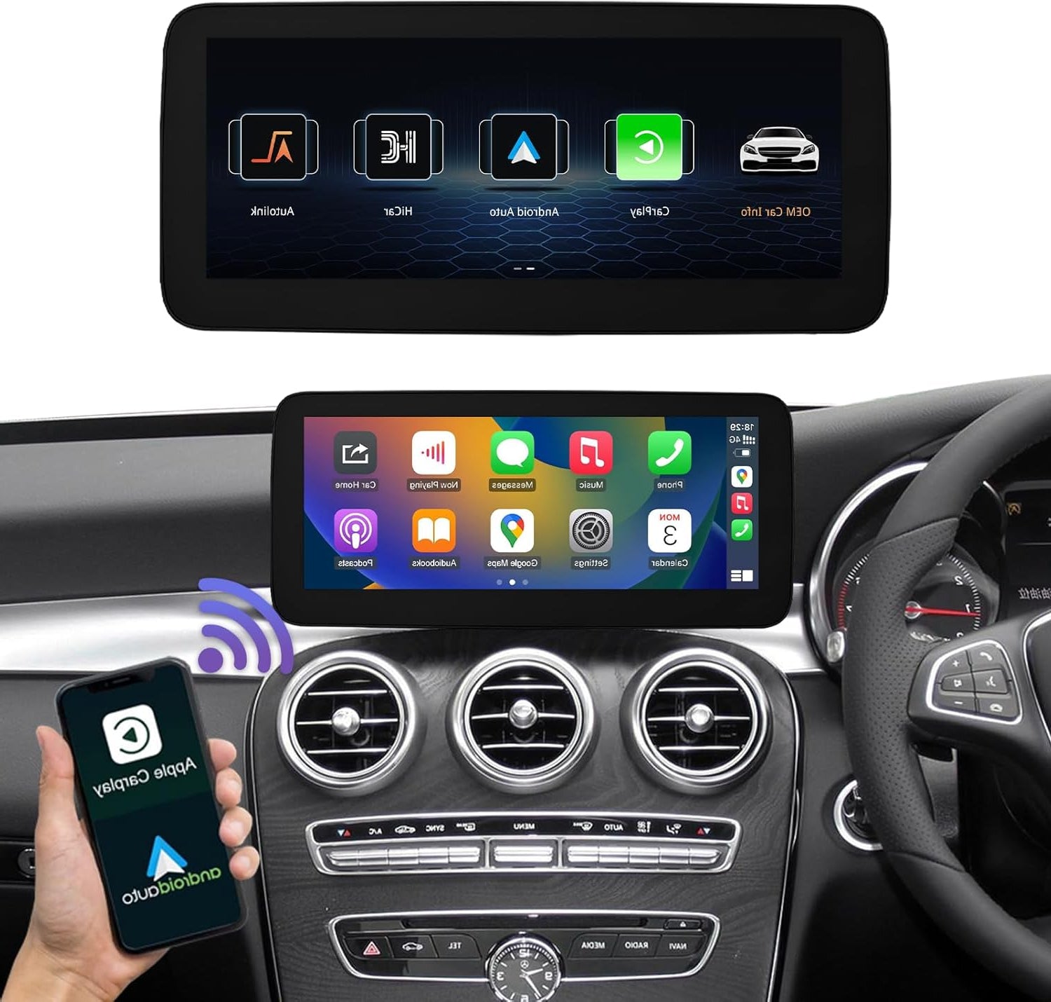 Road Top 10.25 Inch Car Radio Wireless CarPlay Android Car Touch Screen for Mercedes Benz C GLC V Class W205 W447 2016-2018 Year with NTG5.0 System, Support Mirrorlink - QUORE
