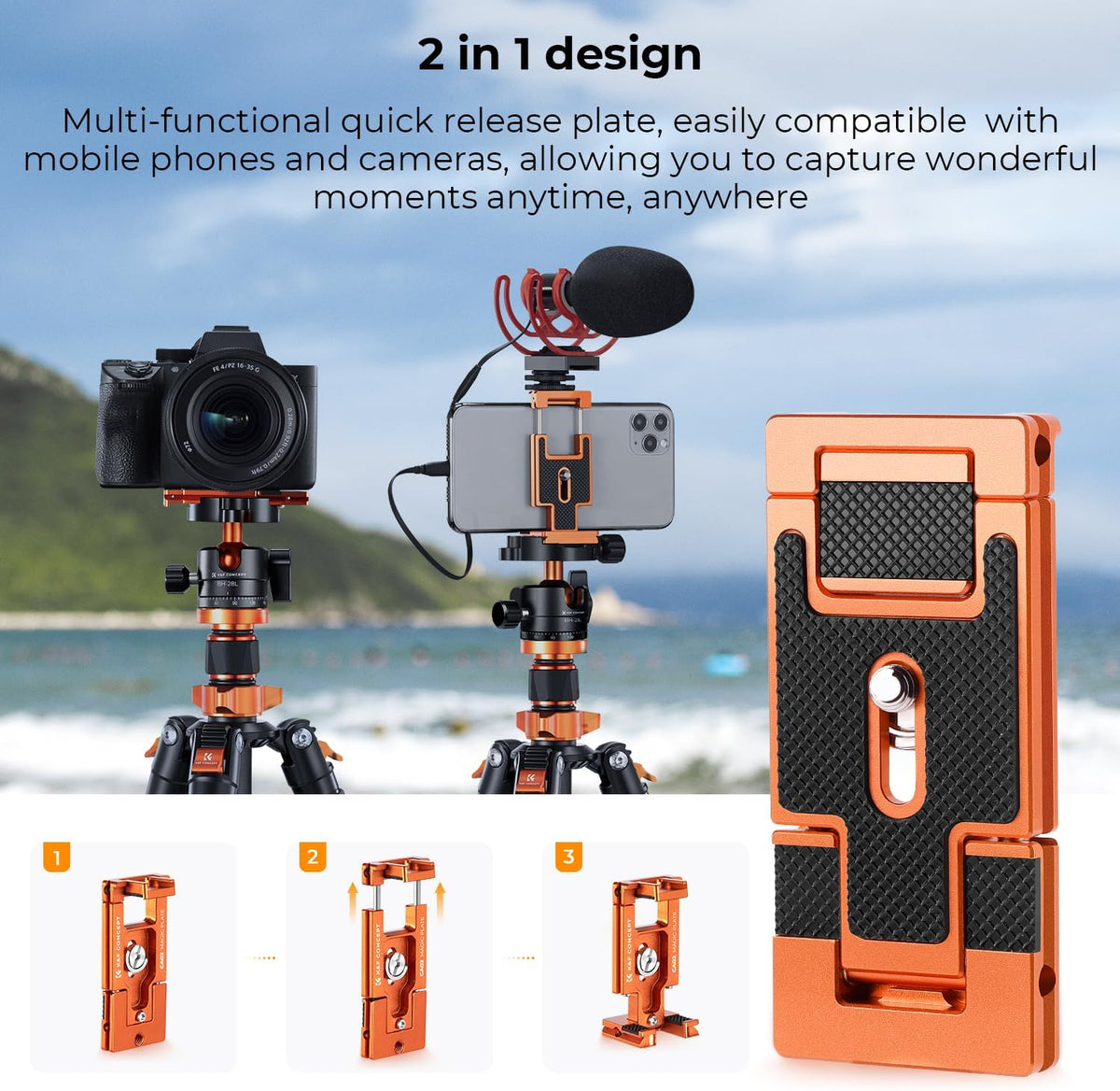 K&F Concept Carbon Monopod Camera Statief 172cm, Professioneel Compact Statief voor DSLR D255C4, met Metalen Kogelkop met Inclusief Draagtas Max:10kg (SA255C1)