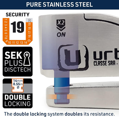 Urban UR14S Anti-diefstal Hangslot Motorfiets Remschijfslot, 120 dB alarm, 14 mm