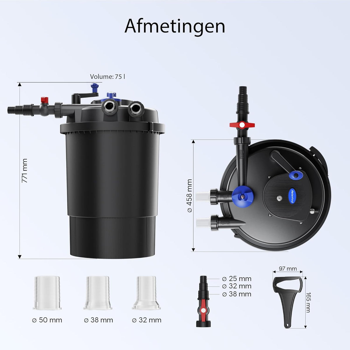SunSun CPF-30000 Drukvijverfilter UVC-zuivering 55W Vijverfilter met debiet 6000l/h, Schoon vijverwater, vijverfiltersysteem, Voor vijvers tot 6000L, optimale biologische vijverfilterunit