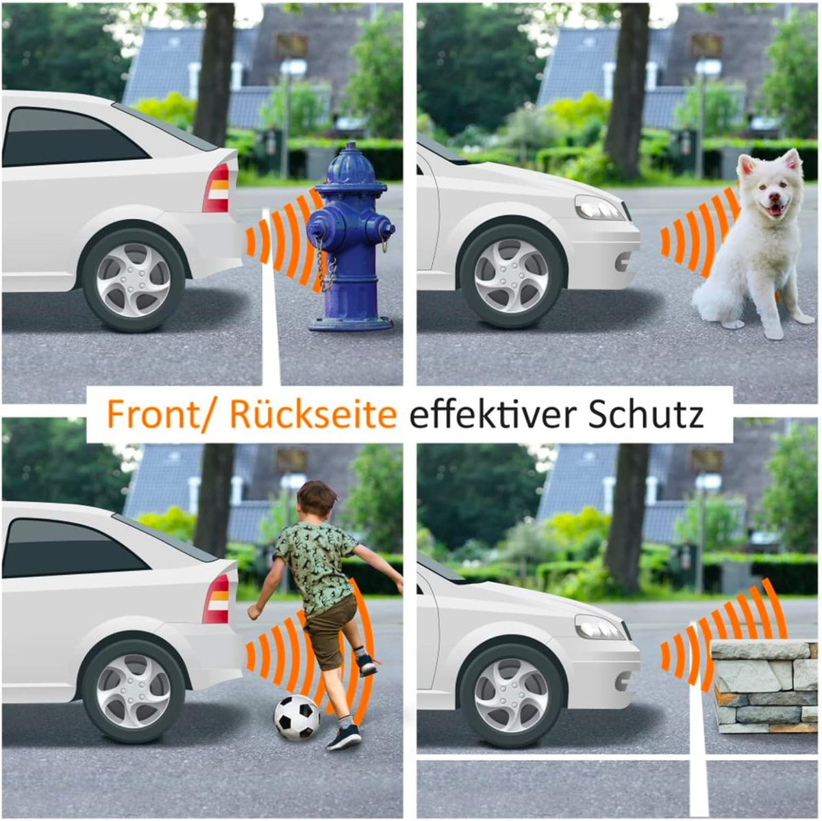VSG24 22145 - Premium Combi Set Front, Rear incl. 8 sensoren, kleurendisplay & akoestisch signaal, automatisch parkeerhulp parkeersysteem - Zwart