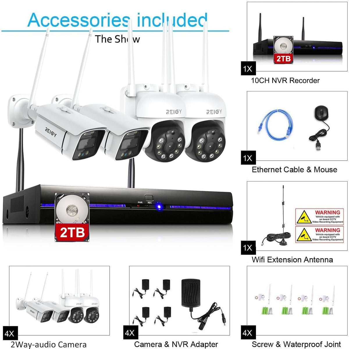 Bewakingscamera Systeem – Wifi Beveiligingscamera – Draadloze Camera – Buiten Camera – Videobewaking Set – 5MP Resolutie – Tweeweg Audio & Bewegingssensor
