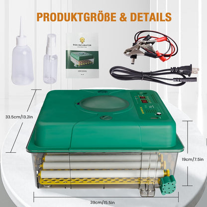 Broedmachine, volautomatisch, 36 eieren, incubator met 5 automatische broedmodi, broedmachine met temperatuurregeling, vochtweergave en eierverlichting, voor kippen, eenden, ganzen en