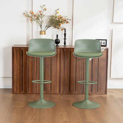 YOUNIKE Barkruk groene barstoelen set van 2, bar kruk in hoogte verstelbare draaistoel, keukenstoelen toonstoel met rugleuning, hoge barkruk voor bar keuken