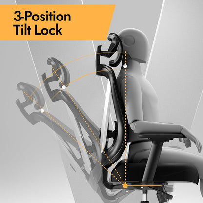 Bureaustoel – Ergonomische Stoel – Office Chair – Kantoorstoel – Computerstoel – 3D-Lendensteun – Verstelbare 3D-Armleuningen
