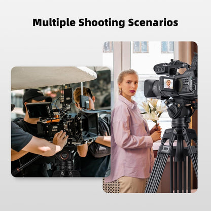 Videostatiefsysteem – Videostatief – Camerastatief – Driepoot – Statief Met Vloeistofkop – 72 Inch – Dubbele Buis Van Sterk Aluminium