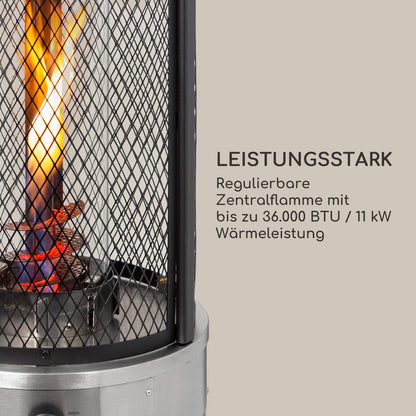 Blumfeldt Verwarming paddenstoel gas voor terras, tuin en balkon, terrasverwarming met 360° vlammenzicht, outdoor gasverwarming, elektrische ontsteking, wieltjes