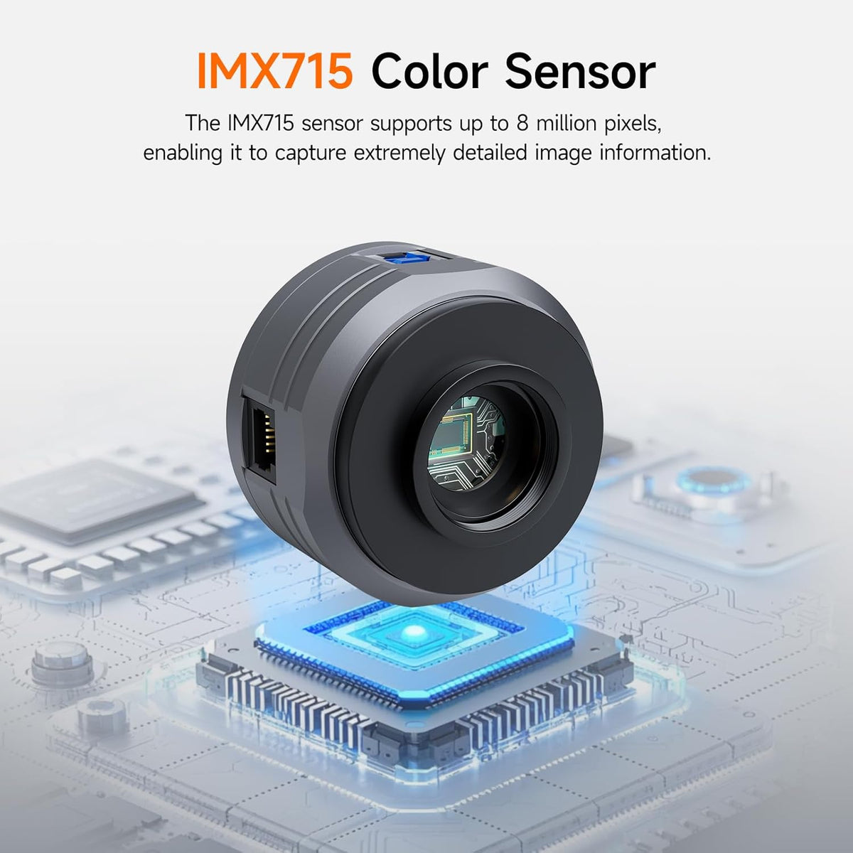 Svbony SC715C Telescoopcamera met 1,45μm Pixelgrootte, Elektronisch Oculair CMOS USB3.0, IMX715 Planetaire Camera's met DDR3 512M en ST4-poort, voor Planetaire Fotografie, Beeldvorming met Microscopen