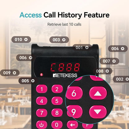 Draadloos Oproepsysteem – Pager – Semafoonsysteem – Communicatiesysteem – Oproepsysteem Restaurant – 500 Meter Bereik – 40 Pagers Met Afneembaar Toetsenbord – Mute-knop - QUORE