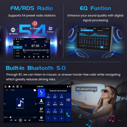 Autoradio – Auto Radio – Multimedia Systeem – Inbouw Radio – 1-DIN Radio – 9-Inch In-Cell Scherm – Android 15 – Draadloze CarPlay & Android Auto