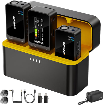 NEEWER CM26 Pro AI Draadloze Microfoon Compatibel met iPhone Android Telefoon Camera PC, Lavalier Revers Mic DSP/MCU Ruisonderdrukking Mute Gain Low Cut 48KHz/24Bit 88dB SNR 50H Batterij 100 m Bereik