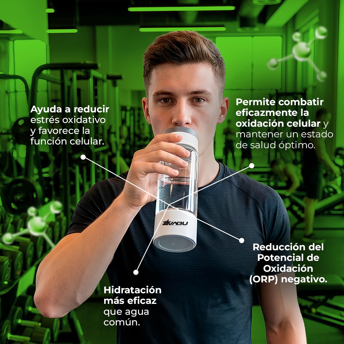 Waterstoffles – Waterstofwaterfles, Waterstofgenerator, Waterstofdrinkfles, Waterstof Fles – 400 Ml – SPE- En PEM-Technologie – 1200 Tot 1400 PPB In 10 Minuten