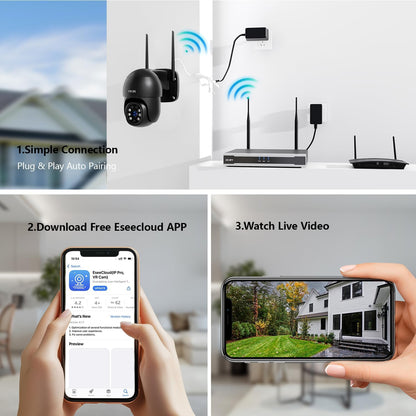 Bewakingscamera Systeem Buiten – Wifi Beveiligingscamera – Draadloze CCTV Camera – Outdoor Camera Set – NVR 16 Kanaals Recorder – 4K 8MP Resolutie – Kleurennachtzicht met Bewegingssensor