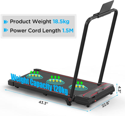 Loopband voor thuis met helling, 2-in-1 Walking Pad, inklapbaar loopband met helling, 2.5HP Onder bureau bureauloopband voor thuis & kantoor, afstandsbediening, Geen installatie (1-12 KM/H)