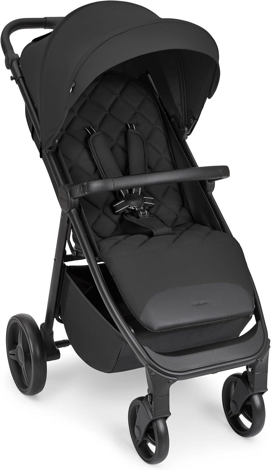 KikkaBoo Urban Kinderwagen, licht, vanaf de geboorte tot 22 kg, compact, EVA-wielen met vering, verstelbaar stuur, zwart