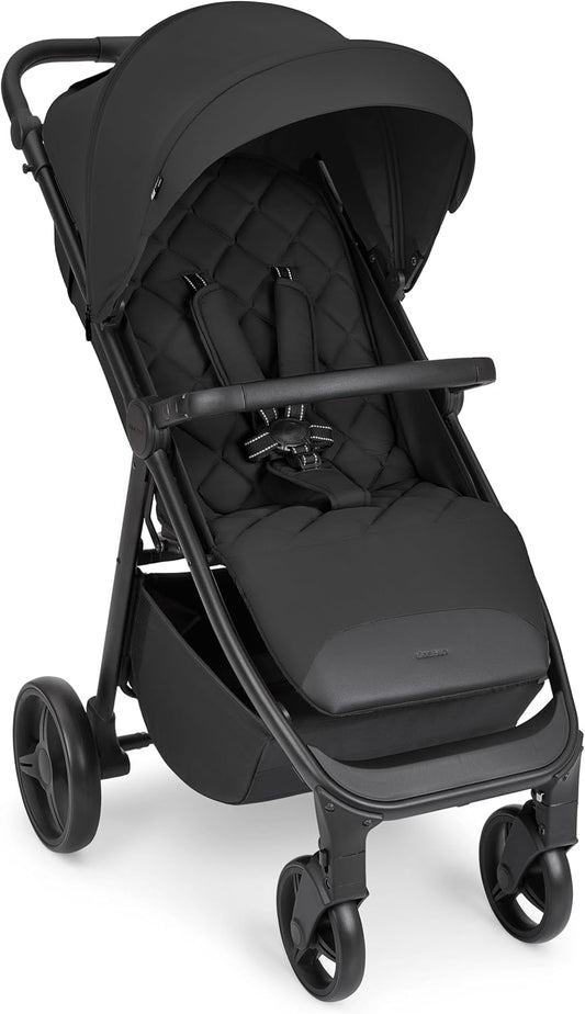 KikkaBoo Urban Kinderwagen, licht, vanaf de geboorte tot 22 kg, compact, EVA-wielen met vering, verstelbaar stuur, zwart