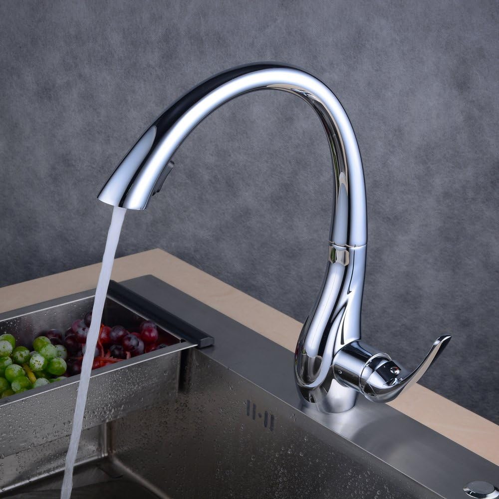 Beelee Chroom mengkraan met uittrekbare sproeier keukenkraan keukenkraan spoelbakarmatuur voor keuken