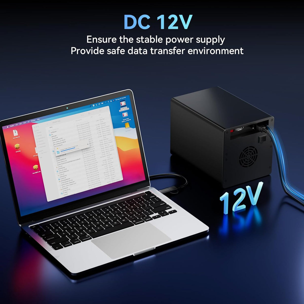 4 Bay harde-schijfbehuizing met ventilator voor 2.5/3.5” SATA HDD/SSD met USB A/C 3.0＋eSATA kabel, 3.5 harde-schijflezer ondersteunt hot-swapping, 80TB capaciteit DAS (GEEN RAID/NAS)