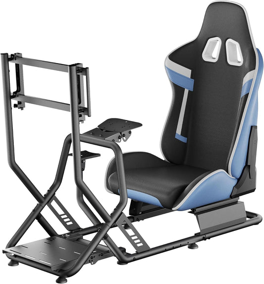Wiltec racestandaard met zitting, cockpit voor simulatie racing, standaard voor racesimulator stuur, versnellingspook en pedalen, stuurwielhouder racesimulatie, wheel stand