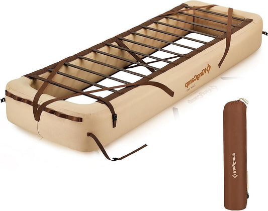 KingCamp Spliceable Inflatable Bed for Sleeping Mat, Built-in Storage and Hanging Loops, 72 Hours Leak-Tested TPU Comb Air Bed for Double/Single Mattresses (Camping, Overlanding), 200 x 70 x 25 cm - QUORE
