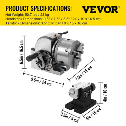 VEVOR Indexing plate BS-0, Cast iron separation plate, splitting head, ideal for vertical/horizontal milling machines, turntables, circular cutting and drilling work