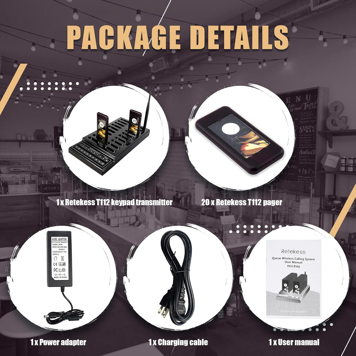 Retekess T111 Pager Restaurant Classic Wireless Guests Call System CE 20 Pager 12H for Restaurant Food Truck Food Court Snack Hospital Pizzeria Church - QUORE