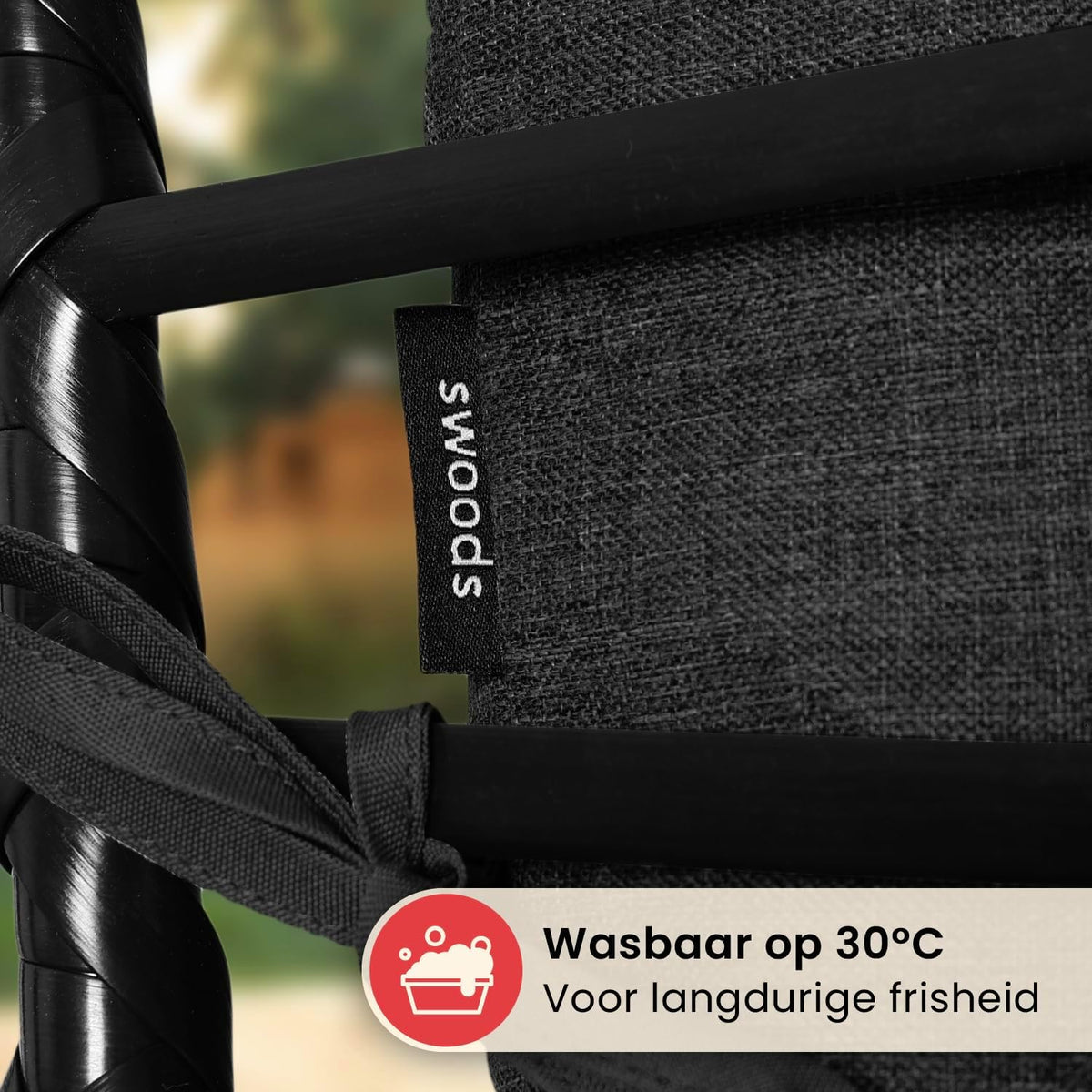 Swoods XXL Egg Hangstoel – Hangstoel met standaard – Voor Binnen en Buiten – Incl. Kussens en beschermhoes– Egg Chair – Weerbestendig - Ei Stoel – tot 150kg (Zwart)