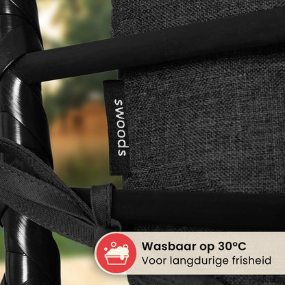 Swoods XXL Egg Hangstoel – Hangstoel met standaard – Voor Binnen en Buiten – Incl. Kussens en beschermhoes– Egg Chair – Weerbestendig - Ei Stoel – tot 150kg (Zwart)