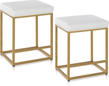ALPHA HOME Barkruk set van 2 met voetensteun, zwart, barkruk zonder rugleuning, barkruk van PU-leer, zithoogte 61 cm, barstoelen, rugvrije barkruk met dik kussen en robuust verchroomd metalen frame