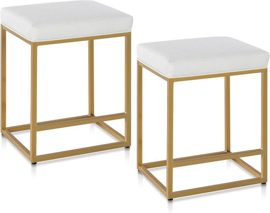 ALPHA HOME Bar Stool Set of 2 with Footrest, Black, Bar Stool without Backrest, PU Leather Bar Stool, Seat Height 61 cm, Bar Chairs, Backless Bar Stool with Thick Cushion and Robust Chrome-Plated