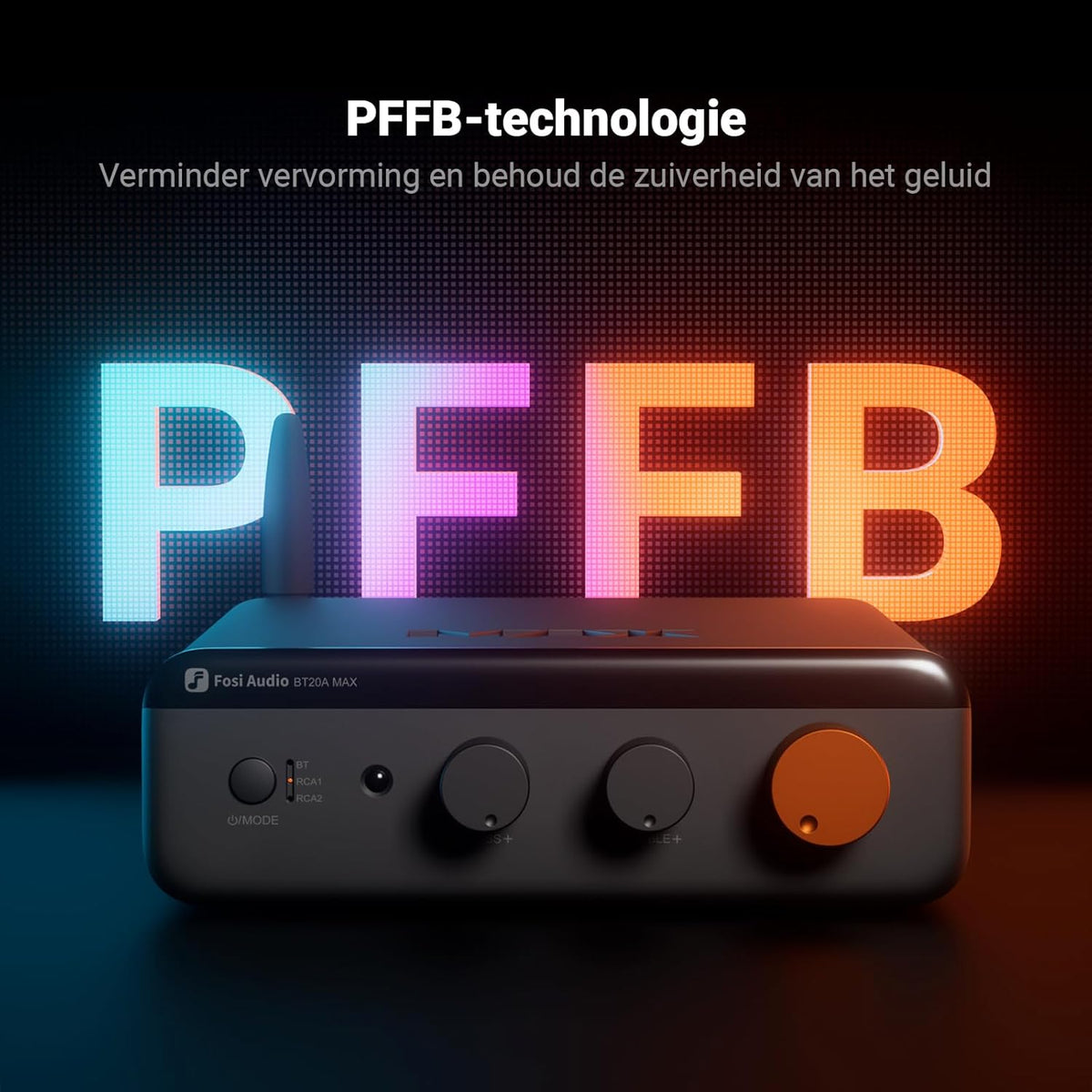 Fosi Audio BT20A MAX Stereo Hifi-versterker, 300 Wx2 Audioversterker met PFFB-technologie, LDAC Bluetooth 6.0, Dubbele Onafhankelijke Voeding, Afstandsbediening, voor 2.1-systemen en Home Audio