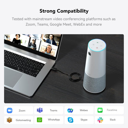 Nuroum C20 All-in-One webcam met microfoon en luidspreker, 1080p Full HD met 100° groothoek, videocamera met AI-ruisonderdrukking, webcam PC USB plug & play voor Windows/Mac