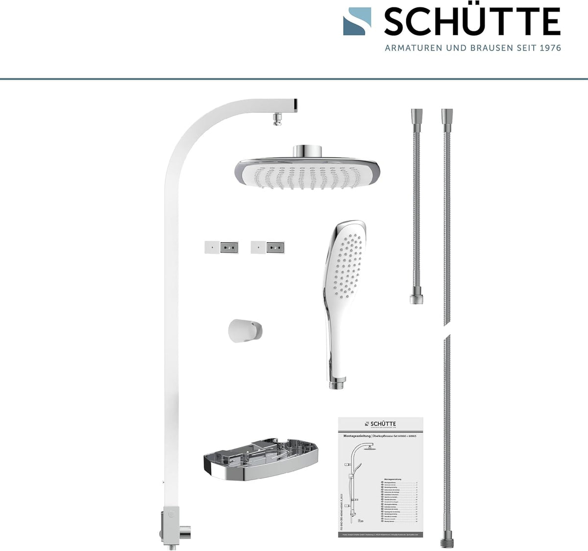 Hoga Schütte Madagaskar Douchesysteem, doucheset regendouche met hoofddouche en handdouche, doucheset voor hoofdhoofd, wit, één maat