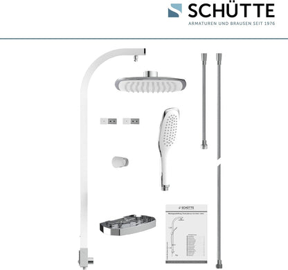 Hoga Schütte Madagaskar Douchesysteem, doucheset regendouche met hoofddouche en handdouche, doucheset voor hoofdhoofd, wit, één maat