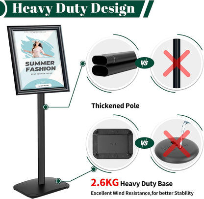 A3-displaystandaard – Posterstandaard – Bordstandaard – Menustandaard – Welkomstbordhouder – Set van 3 Stuks, Zwart – Verzwaarde Basis van 2,6 kg – Verstelbare Kijkhoek 180°/360°