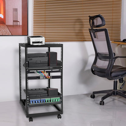 20U Open Frame Server Rack Met Wielen – Serverrack – Netwerkrack – AV-Rack – 19 Inch Rack – Verstelbare Diepte 23 Tot 40 Inch – Draagvermogen Tot 500 Lbs