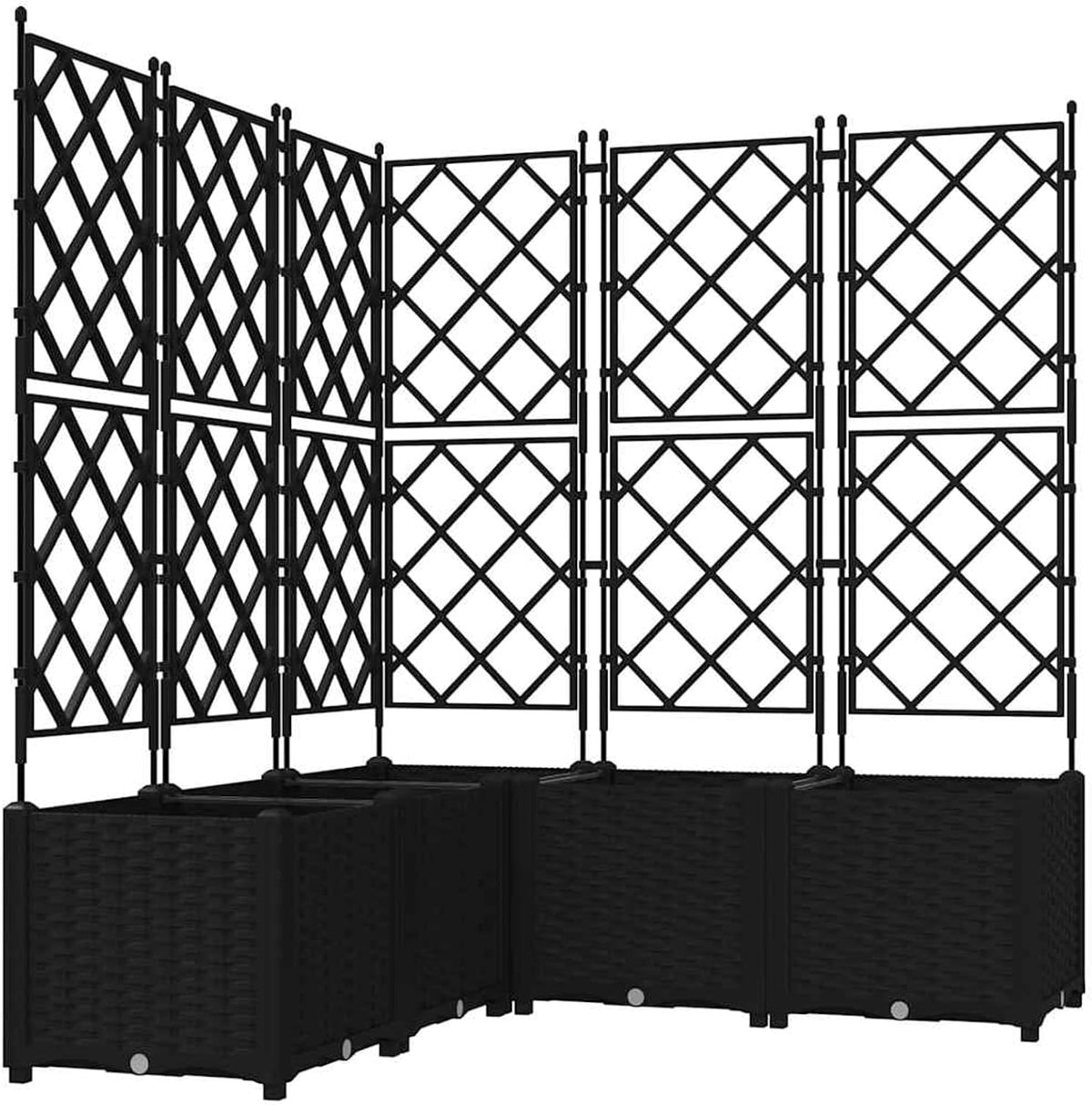 Gecheer Trellis 42002843 Plantenbak, 5 stuks, zwart, 120 x 120 x 143 cm, voor balkon, tuin, terras, bloemen - QUORE