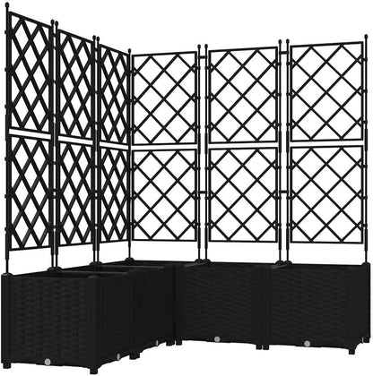 Gecheer Trellis 42002843 Plantenbak, 5 stuks, zwart, 120 x 120 x 143 cm, voor balkon, tuin, terras, bloemen - QUORE