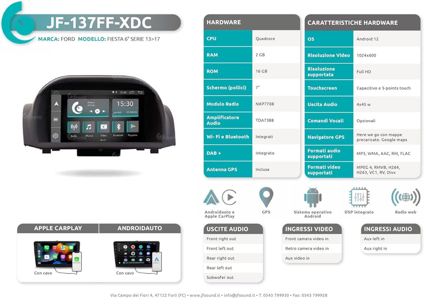 Autoradio – Auto Radio – Multimedia Systeem – 1-DIN Radio – GPS Navigatie – 7 Inch Touchscreen – Bluetooth & DAB+