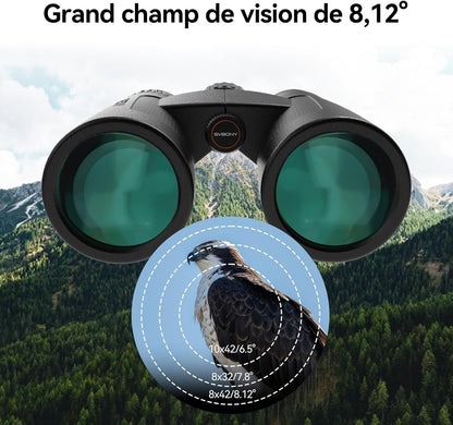 Svbony Upgraded SV202 8x42 ED Binoculars, BAK4 Prism FMC Lens, IPX7 Waterproof, Phase Correction, Dielectric Prism Coating, Wide Angle Lens for Adults, Bird Watching - QUORE